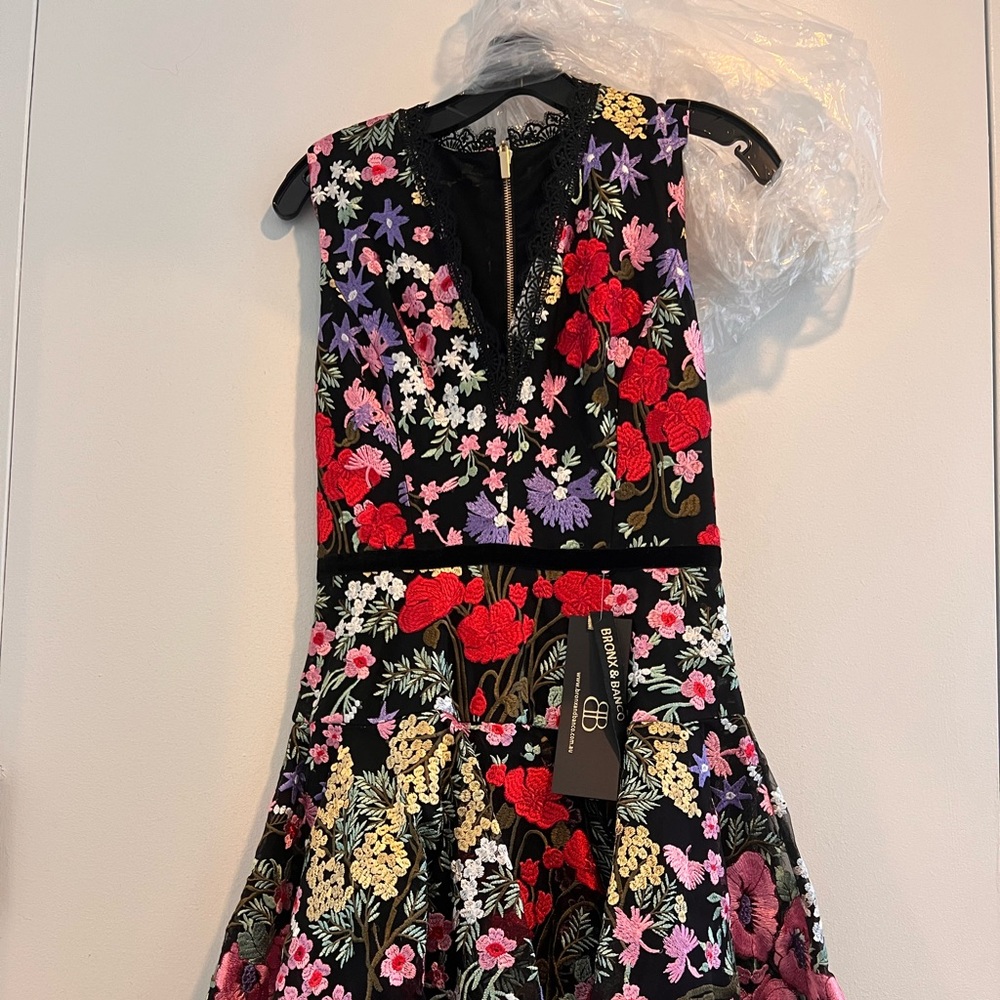 Bronx and Banco black floral mini dress A-line